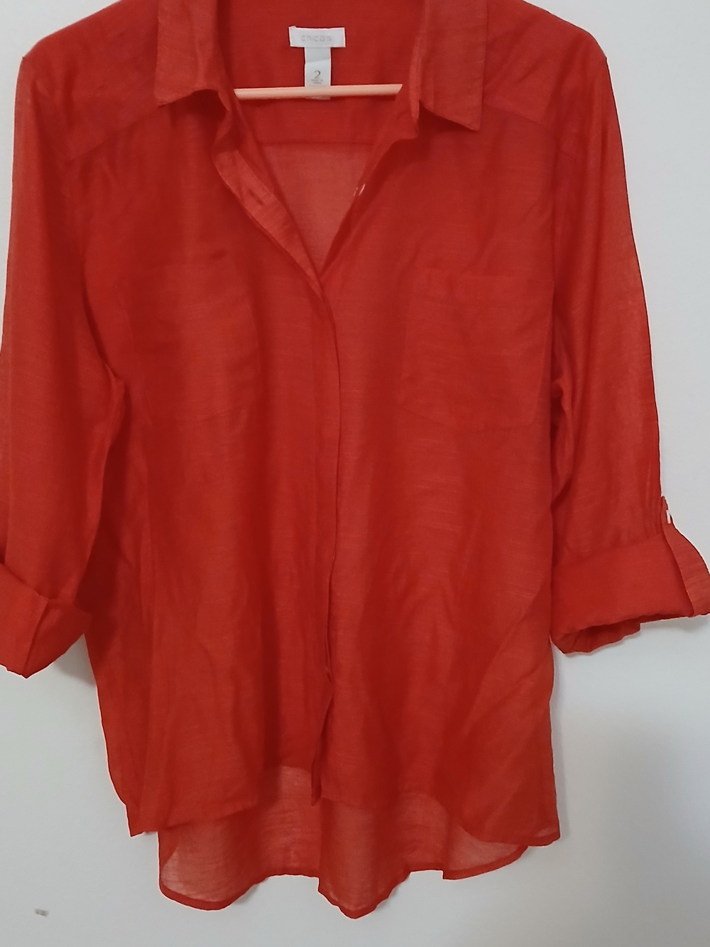 CHICO'S Lightweight Red Button-Front Women’s Shirt - Unbranded